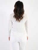 T-shirt misto viscosa con scollo a V e bordo lurex