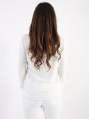T-shirt misto viscosa con scollo a V e bordo lurex