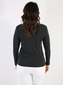 T-shirt misto viscosa con scollo a V e bordo lurex