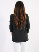 T-shirt misto viscosa con scollo a V e bordo lurex