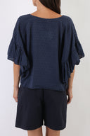 Blusa plumetis con maniche volant