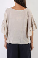 Blusa plumetis con maniche volant