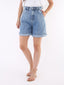 Shorts light blue a vita alta con pences
