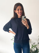 Maglioncino girocollo a costine in misto cashmere
