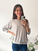 Maglioncino girocollo a costine in misto cashmere