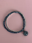 Bracciale doppio giro blu con campanello