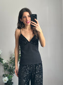 Top con vellutino e paillettes