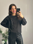 T-shirt misto viscosa con fiocco paillettes