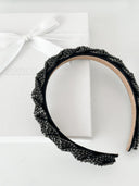 Cerchietto con cristalli neri intrecciati