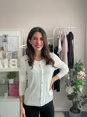 Cardigan misto viscosa/cotone con bottoni gioiello