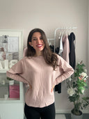 Maglioncino con scollo a barchetta in misto lana