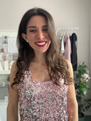 Top con maxi paillettes e spalline larghe