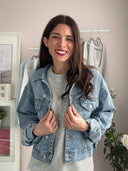 Giacchino in jeans con strass