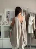 Maxi top/abitino in lyocell con nodino e scollo a V sulla schiena