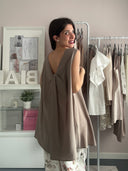 Maxi top/abitino in lyocell con nodino e scollo a V sulla schiena