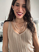 Top oro rosa con scollo a V simmetrico