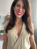 Top smanicato, scollo a V e lurex