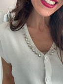 Cardigan in viscosa con scollo gioiello