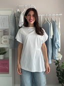 T-shirt in cotone con drappeggio