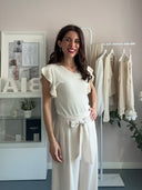 T-shirt beige con manica frufru