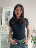 T-shirt manica corta misto seta