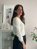 Maglioncino bianco traforato misto lana