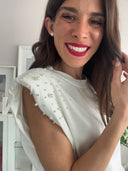 Top pearls con spallina imbottita