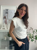 Top pearls con spallina imbottita