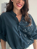 Camicia in cotone Flower