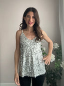 Top paillettes silver con spalline sottili