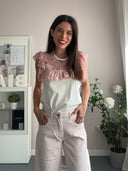 Jeans ballon strass rosa