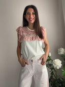 Jeans ballon strass rosa