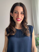 Top blu con bordini argentati