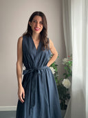 Abito Marilyn blu in tencel