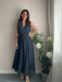Abito Marilyn blu in tencel