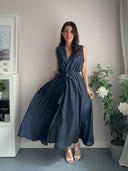 Abito Marilyn blu in tencel