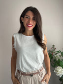 Top con mini paillettes e rasetto