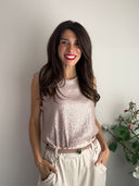 Top con mini paillettes e rasetto