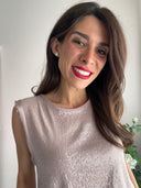 Top con mini paillettes e rasetto