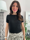 T-shirt manica corta misto seta nera