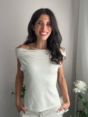 Top in viscosa con drappeggio