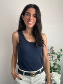 Top a costine basic in cotone