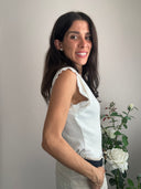 Top a costine con inserto paillettes