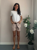 Shorts rosa in cotone con cinturina