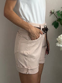Shorts rosa in cotone con cinturina