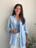Camicia milleriche con strass azzurri
