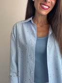 Camicia milleriche con strass azzurri