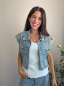 Completo in denim con strass