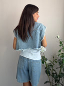 Completo in denim con strass
