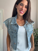 Completo in denim con strass